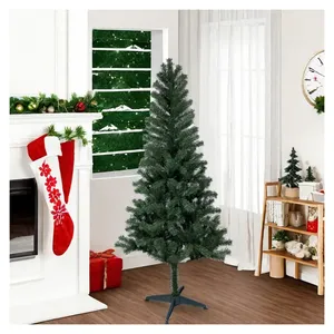 6Ft Artificial Christmas Tree With Pe Pvc Mini Wide Decoration Balls With Christmas Tree Indoor Light