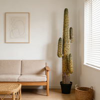 Grand cactus artificiel, plantes succulentes du désert, plastique durable, cactus jaune de haute qualité, décoration intérieure, remise de diplôme, mariage