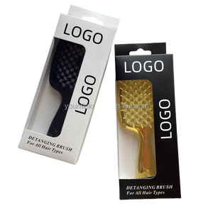 사용자 정의 로고 블랙 합성 헤어 익스텐션 브러쉬 멧돼지 강모 에어 쿠션 패들 엉킴 헤어 브러시 여성용 - Product Image 6
