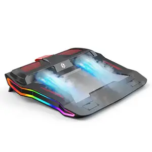 RGB Gaming Cooler แท่นวางโน๊ตบุ๊ค,2021 RPM การระบายความร้อนด้วยการไหลของอากาศที่ทรงพลังสำหรับแล็ปท็อป12-17นิ้วใหม่ปี3000