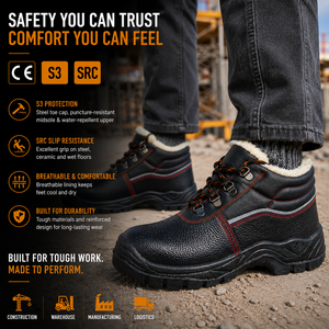 Chaussures de <span class=keywords><strong>sécurité</strong></span> de travail <span class=keywords><strong>S3</strong></span> pour hommes et femmes avec doublure chaude et embout en acier Bottes de travail d'hiver Matériel supérieur en cuir fendu - Product Image 2