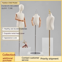 Mannequins Enfants Garçon Fille avec Support Doré Demi-Corps pour Présentation de Vêtements