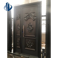 Porte d'entrée blindée en aluminium moulé sous vide de style rétro européen, avec relief floral 3D en couronne, anti-explosion, Puertas Aluminio Entrada