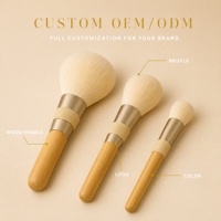 Pinceaux de maquillage cosmétiques personnalisés OEM, haute qualité, logo personnalisé, professionnels, manche en bois mat vegan, ensemble de pinceaux de maquillage vegan