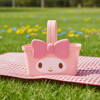 Panier en plastique PP personnalisé pour filles, motif dessin animé Labubu Monster Kid, panier de rangement DIY en plastique au design mignon avec poignée