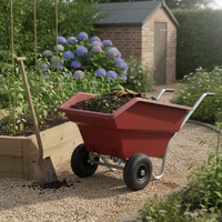 Brouette basculante en acier de 125 L, chariot de jardin junior robuste, outil manuel haute productivité pour le béton, la terre, le sable, le paillis et l'agriculture