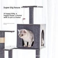 Arbre à chat en bois avec maison, design arbre, grande étagère, utilisation toutes saisons, ajustement universel, construction monobloc, 16,2 kg MT01-K/MT01-Q