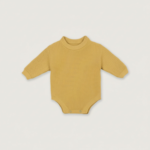 Combinaison bébé garçon en coton 100% tricoté, couleur unie, boutons YKK, hiver, ODM & OEM Vietnam. - Product Image 2