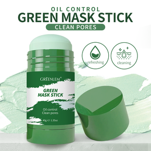 Masque facial vert en stick pour peaux sujettes à l'acné, stick d'<span class=keywords><strong>argile</strong></span> nettoyant les pores et contrôlant le sébum, soin naturel végétalien par GREENLEM - Product Image 1