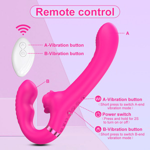 Vibrateur double extrémité sans fil en silicone à télécommande, idéal pour le massage corporel féminin, pour couples et lesbiennes - Meilleures ventes - Product Image 4