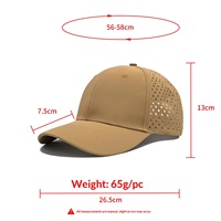 Casquette de golf et de baseball en polyester tissé 100 % fabriquée en usine, 6 panneaux, couleur unie, avec doublure en maille perforée au laser imperméable