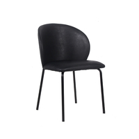 Chaise de salle à manger moderne de style nordique avec dossier incurvé, structure en aluminium, revêtement en cuir PU, chaise latérale en forme de pétale pour café et restaurant