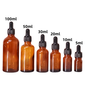 Chai tinh dầu thủy tinh tối màu 10ml, 30ml & 50ml có nắp vặn phẳng, chai nhỏ giọt 100ml dùng cho serum dưỡng da - Product Image 5