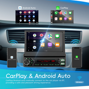 Lecteur MP5 pour voiture Podofo 1 Din avec écran IPS 7 pouces, écran motorisé, CarPlay sans fil, Android Auto, DAB, double USB Type-C + MIC, autoradio - Product Image 6
