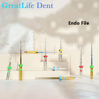 Greatlife Dent 6PCS Limas Rotatorias Dentales Endodónticas Activadas por Calor para Uso con Motor, 25mm, Cónicas Azules para Tratamiento de Conducto Radicular
