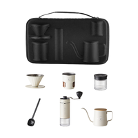 Ensemble moulin à café manuel portable Circle Joy avec meules en céramique, kit pour café filtre, bouilloire 350 ml, filtre à café en acier, tasse à café et étui de transport