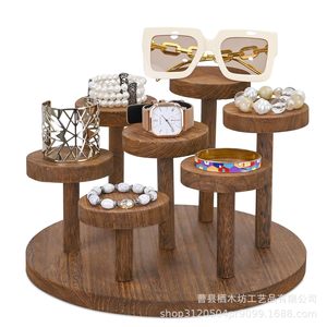 Expositor de Joyería de Madera, Organizador de 6 Niveles de Madera Maciza para Escritorio, Relojes, Gafas y Cosméticos - Product Image 1