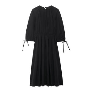 KAR & OT ZA 2025 Automne Nouvelle Arrivée Taille Élastique Plissée Conception <span class=keywords><strong>Coude</strong></span> Manches Bouffantes Col Rond Robe Midi 8678325 - Product Image 1