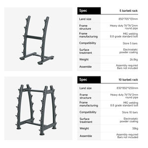 Livepro מסחרי ציוד חדר כושר אנכי חד-צדדי 5 חתיכות קבוע דו צדדי מדף אחסון 10 יח' - Product Image 2