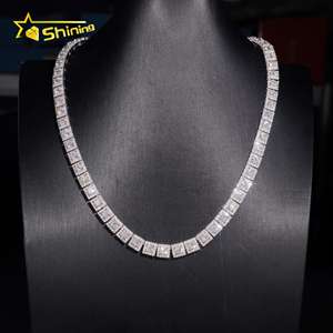 Colar Masculino Corrente Tennis 7mm de Moissanite em Prata 925, Aprovado em Teste de Diamante, Joia Hip Hop Cravejada em Cluster - Product Image 5
