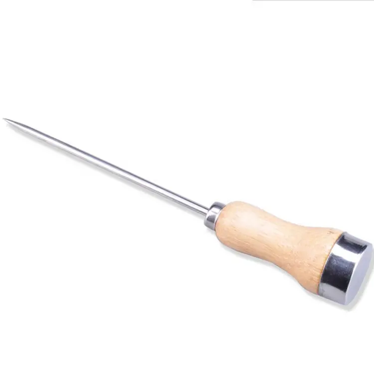 2022 Hot Sale Ice Pick Punch Stainless Steel Safety Wooden Handle Kitchen Tool Non-Slip Ice Crusher Bar Carving Portable Tools
