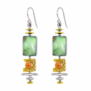 Orecchini Geometrici Retrò Creativi Multicolore con Tonalità Turchesi, Ornamenti Decorativi per Orecchie da Donna per Uso Quotidiano - Product Image 1