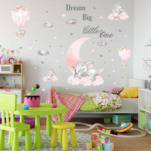 Autocollants muraux éléphant endormi, <span class=keywords><strong>nuage</strong></span>, lune, étoiles, décoration de <span class=keywords><strong>chambre</strong></span> d'enfant, salon, papier peint, autocollants autocollants - Product Image 2