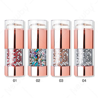 Ensemble d'outils d'estampage transparent pour ongles français tampon en silicone double tête poignée en cristal plaque d'estampage pour ongles tampon à ongles