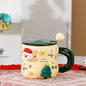 Novelty Christmas Magnetic Figurine Ceramic Mug 400ml With Lid Spoon Multiple Styles <b>Xmas</b> Coffee Cup With <b>Gift</b> Box for Present - Product Image 5