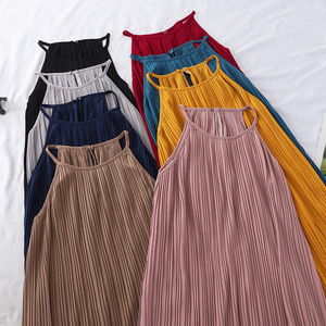 Elegante Vestido Largo de Verano para Mujer con Cuello Halter sin Mangas, Estilo <span class=keywords><strong>Princesa</strong></span>, Espalda Descubierta, Plisado, Novedad de Temporada, Falda Larga de Moda para Fiestas - Product Image 1