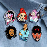 Badges de revers personnalisés en métal émaillé, sur mesure, avec portrait de personnage de dessin animé