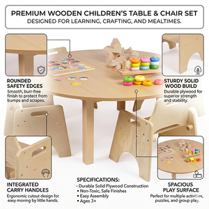 Muebles de Madera Montessori Modernos para Preescolar, Guardería, Juego de Mesa y Silla Multifuncional para Niños Pequeños - Product Image 2