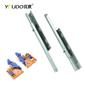 YOUDO 250mm-600mm, 2 glissières de tiroir à fermeture douce, canal télescopique sous le support, extension complète, glissière de tiroir cachée