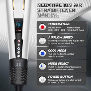 <span class=keywords><strong>Plancha</strong></span> de <span class=keywords><strong>Pelo</strong></span> Eléctrica de Cerámica Multifuncional Dos en Uno con Pantalla LCD, Secador de <span class=keywords><strong>Pelo</strong></span>, Rango de Temperatura de 80-320F, Alisado Dual - Product Image 2