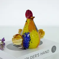 Figurine di animali di pollo di gallo di vetro di Murano unico colorato soffiato a mano
