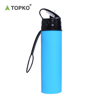 TOPKO Bouteille d'eau pliable en silicone portable de haute qualité pour les sports de voyage en plein air 600ml Bouteille d'eau de sport potable