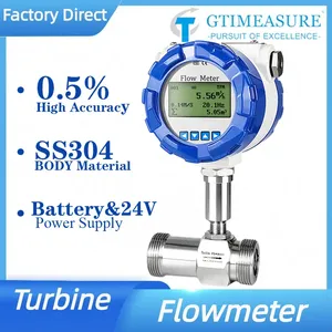 Medidor de flujo de turbina con pantalla <span class=keywords><strong>Digital</strong></span> de alta precisión, acero inoxidable, 304, 4-20mA, salida de pulso RS485 para agua, diésel, Alcohol, gasolina - Product Image 4