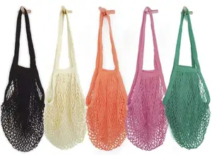 Yeniden kullanılabilir çevre dostu alışveriş çantası alışveriş net üretim organik pamuk örgü meyve çantası