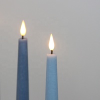 Ensemble de 3 bougies LED coniques électriques sans flamme à piles, en cire véritable, bleues, pour la décoration de fête et de la maison
