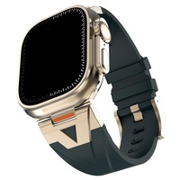 Compatible pour Apple Watch Series 10 Bandes Style Militaire Fermoir en Métal Bracelet en Silicone pour IWatch Remplacer le Bracelet de Montre