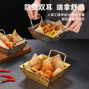 Stainless Steel Square Mesh Basket With Handle Large Frying Drain Basket For Fruit Vegetable Washing And Fried Dough Stick - Product Image 4