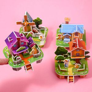 Petit puzzle en papier tridimensionnel, jouet éducatif DIY interactif parent-enfant, maison à assembler, puzzle 3D pour les tout-petits - Product Image 1