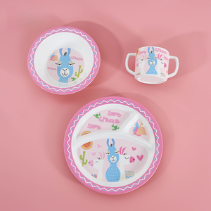 Ensemble de <span class=keywords><strong>vaisselle</strong></span> pour enfants en mélamine, directement de l'usine, design créatif de dessins animés, assiette à compartiments, bol, tasse, cuillère, ensemble cadeau - Product Image 2