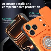 Coque de téléphone antichoc en TPU et PC avec anneau magnétique, support et protection coulissante pour objectif d'appareil photo pour iPhone 18 Pro Max, 18 Pro, 17, 16, 15