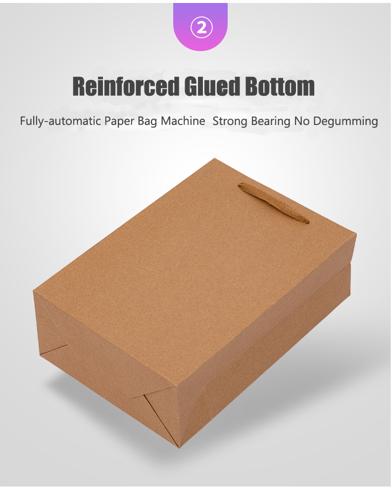 Custom Luxury Cardboard Packaging Brown Kraft Gift Craft Shopping Paper Bag With Ribbon Handles