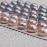 Vente directe usine Perles de culture d'eau douce naturelles 4A, couleur brillante, demi-percées, en forme de disque, perles lâches pour boucles d'oreilles et bijoux