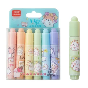 Mini caneta portátil colorida para crianças, caneta marcadora colorida com tinta segura e pastel, ideal para escrever canetas fofas