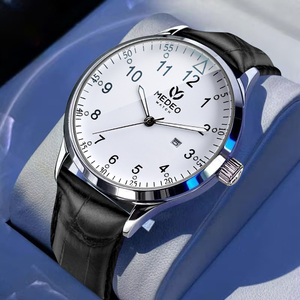 MEDEO MD703 Original Miyota Quartz Boîtier en acier inoxydable Bracelet en cuir Chronographe Étanche Aiguilles lumineuses Calendrier Unisexe Cadeau - Product Image 6