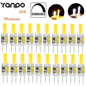 Lot <span class=keywords><strong>de</strong></span> 20 ampoules <span class=keywords><strong>LED</strong></span> COB G4 6W, dimmables, mini AC/DC 12V 220V, lumières <span class=keywords><strong>de</strong></span> bougie, remplacement des halogènes 45W pour lustre, projecteur, blanc - Product Image 2