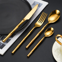 Ensemble de couverts jetables classiques en métal AES YH-BKXMY, 4 pièces, acier inoxydable 304, finition miroir, pour hôtel, restaurant, fourchette à steak, cuillère